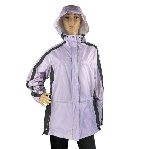 Columbia Women Lavender Rainproof Windproof Hooded Windbreaker Jacket Size L - Picture 1 of 8